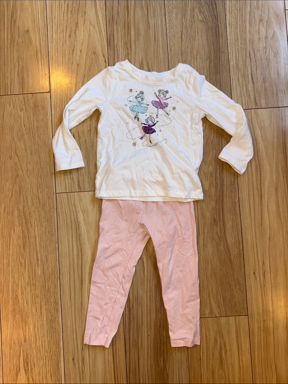 Kids White Ballerina Top and Pink Leggings Set